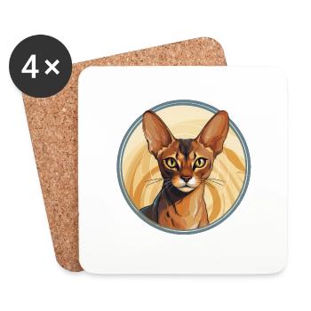Chat abyssin - Dessous de verre (lot de 4) - blanc - Devant