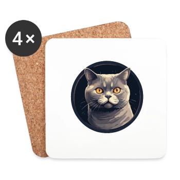British Shorthair Cat - Coasters (set of 4) - white - Front