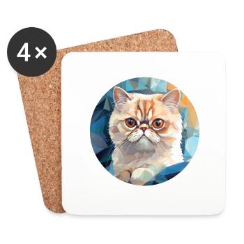 Chat exotique à poil court - Dessous de verre (lot de 4) - blanc - Devant