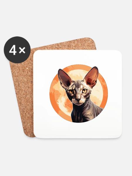 Cornish Rex Katze - Untersetzer (4er-Set) - Weiß