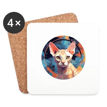 Devon Rex Cat - Coasters (set of 4) - white - Front