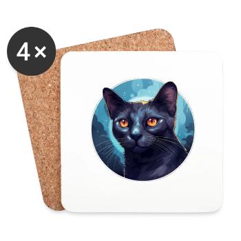 Chat bleu russe - Dessous de verre (lot de 4) - blanc - Devant