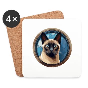 Siamkatze - Untersetzer (4er-Set) - Weiß - Vorne