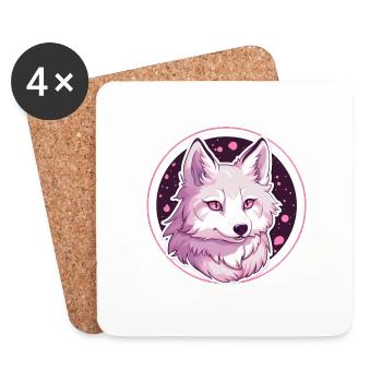 Wolf Anime - Coasters (set of 4) - white - Front