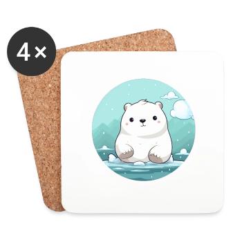 mignon petit ours polaire - Dessous de verre (lot de 4) - blanc - Devant