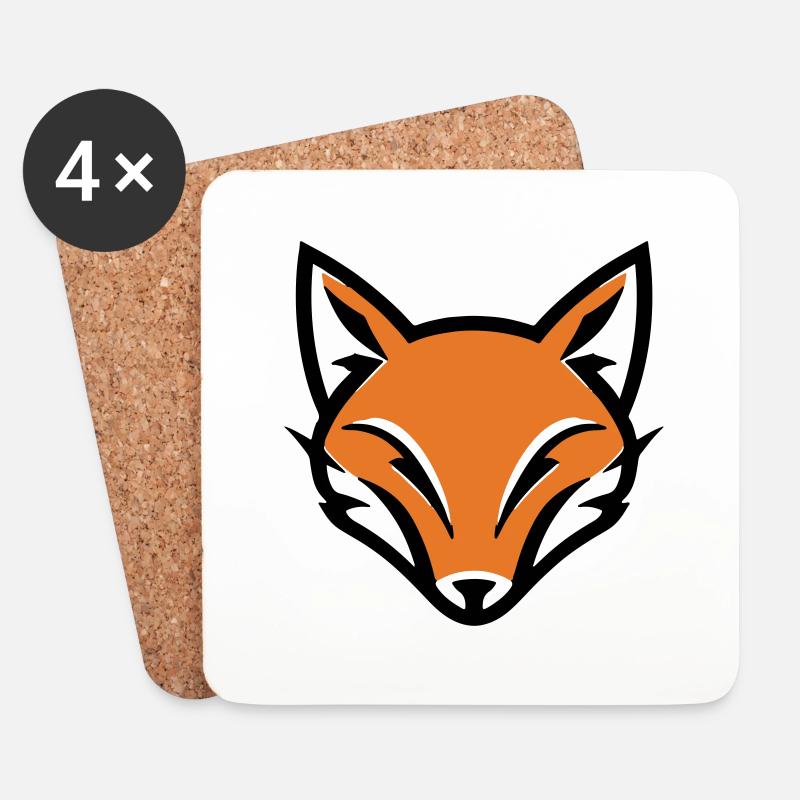Schelmischer Fuchs - Untersetzer (4er-Set) - Weiß