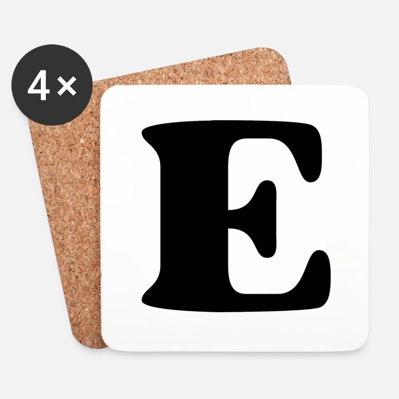 Buchstabe e - Untersetzer (4er-Set) - Weiß