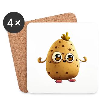 Lustige Kartoffel / Funny Potato - Coasters (set of 4) - white - Front
