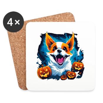 Corgi Halloween Geist - Untersetzer (4er-Set) - Weiß - Vorne