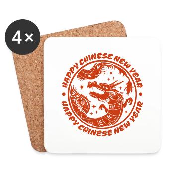 Chinesisches Neujahr Drache China Asian I Geschenk - Untersetzer (4er-Set) - Weiß - Vorne