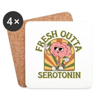 fresh outta serotonin, funny retro mascot - Coasters (set of 4) - white - Front