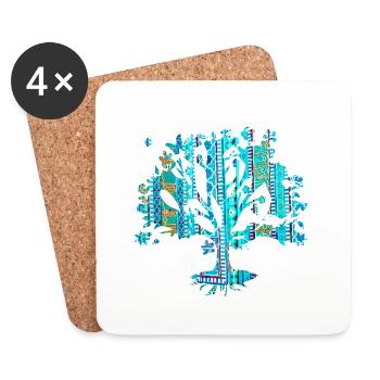 Tree of Life,Tree of Life,Painting,Mosaic - Coasters (set of 4) - white - Front