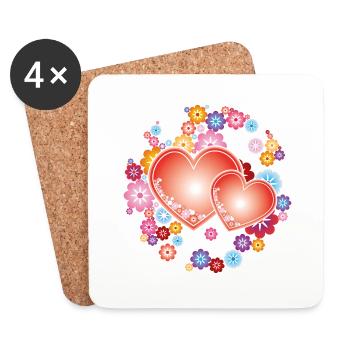 Two hearts - Coasters (set of 4) - white - Front