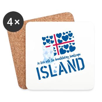 Islande Renard arctique Islande - Dessous de verre (lot de 4) - blanc - Devant
