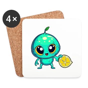 Alien Fruit Magic: Sweet Lime from Space - Dessous de verre (lot de 4) - blanc - Devant