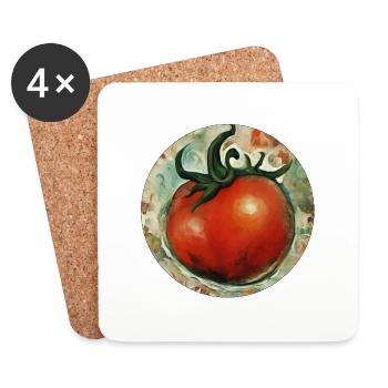 Tomate / Gemüse / Vegetable - Untersetzer (4er-Set) - Weiß - Vorne