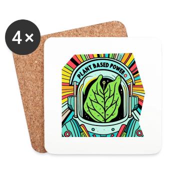 Astronaute de Bokchoi dans une usine spatiale - Dessous de verre (lot de 4) - blanc - Devant
