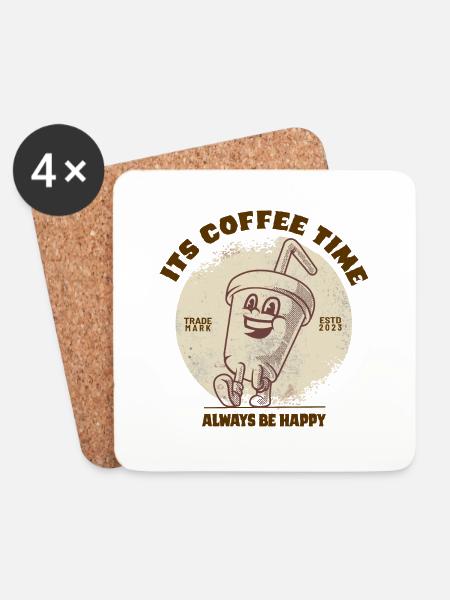 Its Coffee Time - Untersetzer (4er-Set) - Weiß