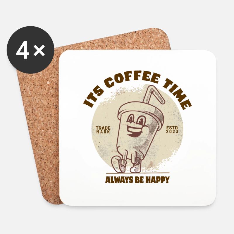 Its Coffee Time - Untersetzer (4er-Set) - Weiß