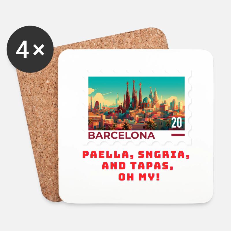 Barcelona - Untersetzer (4er-Set) - Weiß