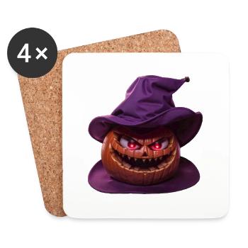 Wicked Hat Kürbis mit einem charmanten Lächeln 😈 - Untersetzer (4er-Set) - Weiß - Vorne