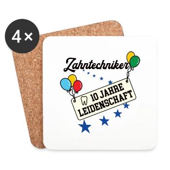 Zahntechniker 10 jähriges Jubiläum Zahntechnik 10. - Untersetzer (4er-Set) - Weiß - Vorne