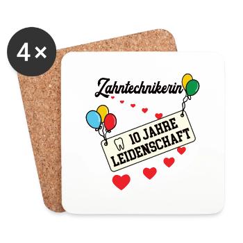 Zahntechnikerin 10 jähriges Jubiläum Zahntechnik - Untersetzer (4er-Set) - Weiß - Vorne
