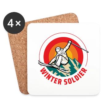 winter soldier ski - Untersetzer (4er-Set) - Weiß - Vorne