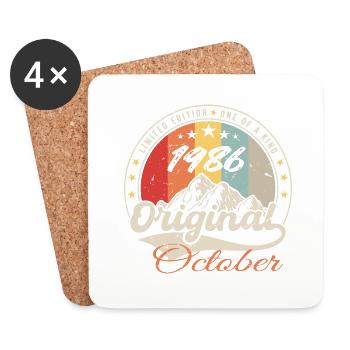 Octobre 1986 Cadeau Anniversaire - Octobre 1986 - Dessous de verre (lot de 4) - blanc - Devant