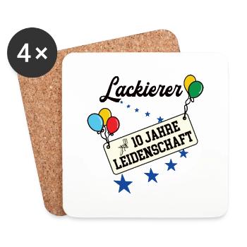 Lackierer 10 jähriges Jubiläum Lackiererei 10 Jubi - Untersetzer (4er-Set) - Weiß - Vorne