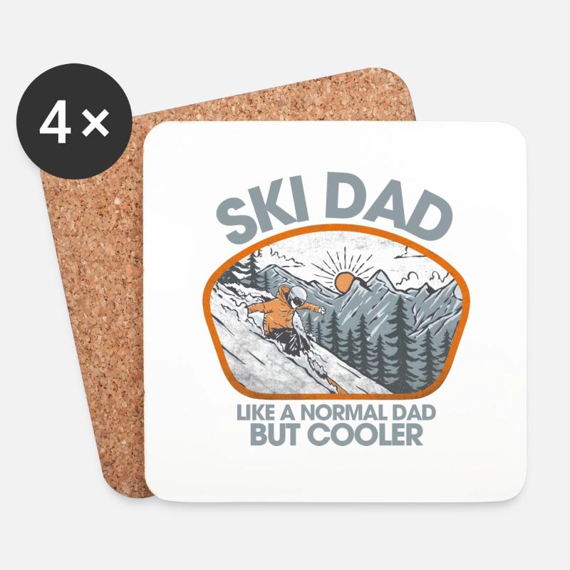 Ski dad - Untersetzer (4er-Set) - Weiß
