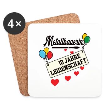 Metallbauerin 10 jähriges Jubiläum 10 Jubi Jubi - Untersetzer (4er-Set) - Weiß - Vorne