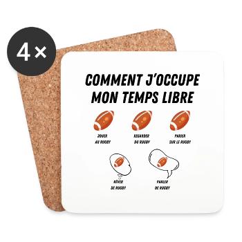 comment j'occupe mon temps libre - Dessous de verre (lot de 4) - blanc - Devant
