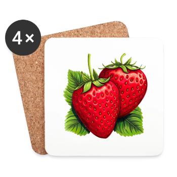 Erdbeere Erdbeeren für einen Erdbeer Liebhaber - Untersetzer (4er-Set) - Weiß - Vorne