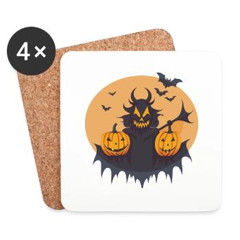 Halloween Devil Spectacle on a Scary Night - Coasters (set of 4) - white - Front