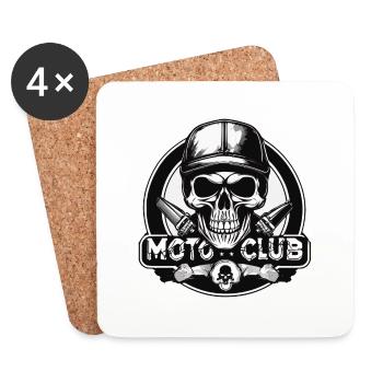 crane avec un casque de moto - motard club - Dessous de verre (lot de 4) - blanc - Devant