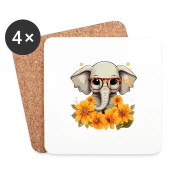 elefant sonnenblume - Untersetzer (4er-Set) - Weiß - Vorne
