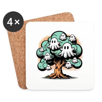 Retro Ghost Tree T-Shirt - Coasters (set of 4) - white - Front