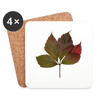 Herbstblatt, Autumn Leaf - Untersetzer (4er-Set) - Weiß - Vorne