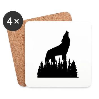 Wild Wolf Sketch Wild Animal Hiking Nature Soul - Coasters (set of 4) - white - Front