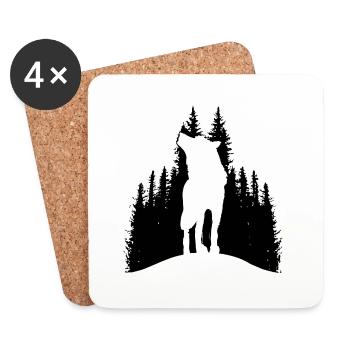 Wilder Wolf Skizze Wilde Tier Wandern Natur Seele - Untersetzer (4er-Set) - Weiß - Vorne