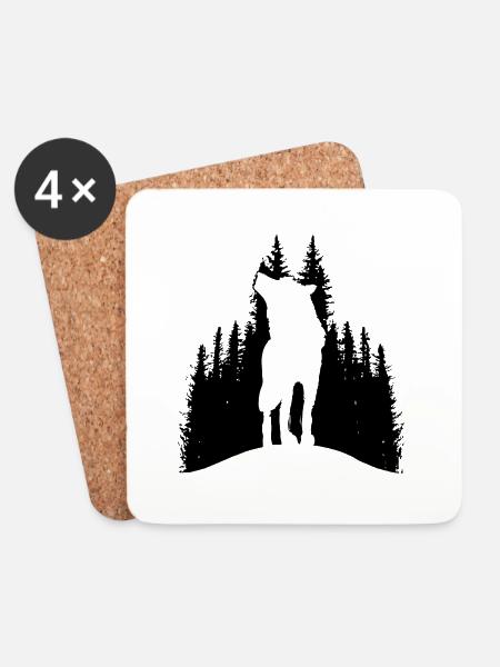 Wilder Wolf Skizze Wilde Tier Wandern Natur Seele - Untersetzer (4er-Set) - Weiß