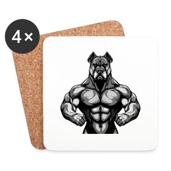 Musculation des muscles du chien - Dessous de verre (lot de 4) - blanc - Devant