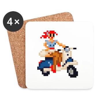 pixel pinup: scooter - Untersetzer (4er-Set) - Weiß - Vorne