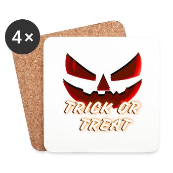 Trick or Treat Halloween Kürbis Face Grimasse - Untersetzer (4er-Set) - Weiß - Vorne