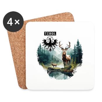 Tiroler Adler & Hirsch dem Land Tirol die Treue - Untersetzer (4er-Set) - Weiß - Vorne