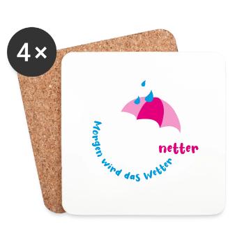 Morgen wird das Wetter netter - Untersetzer (4er-Set) - Weiß - Vorne