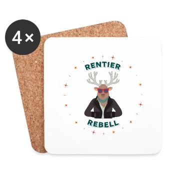 Rentier rocking Rebell - Untersetzer (4er-Set) - Weiß - Vorne