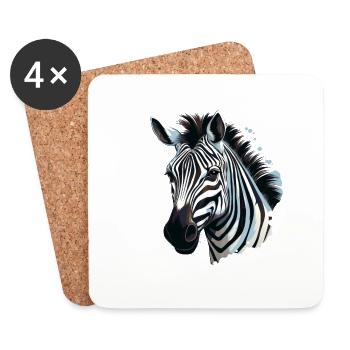 Zebra Head - Coasters (set of 4) - white - Front
