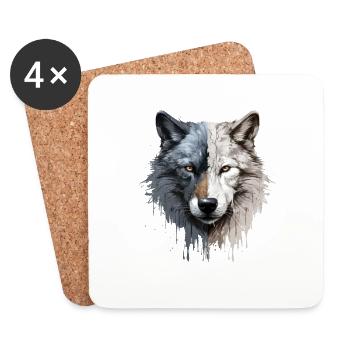 Wolf - Untersetzer (4er-Set) - Weiß - Vorne